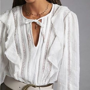 Anthropologie Pilcro Ruffled Lace Blouse